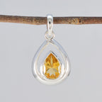 Citrine Delicate French Silver Solitaire Micaela Feminine Yellow Pendant Jewelry