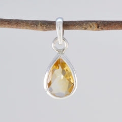Citrine Elegant Korean Silver Solitaire Nari Cocktail Yellow Pendant Jewelry
