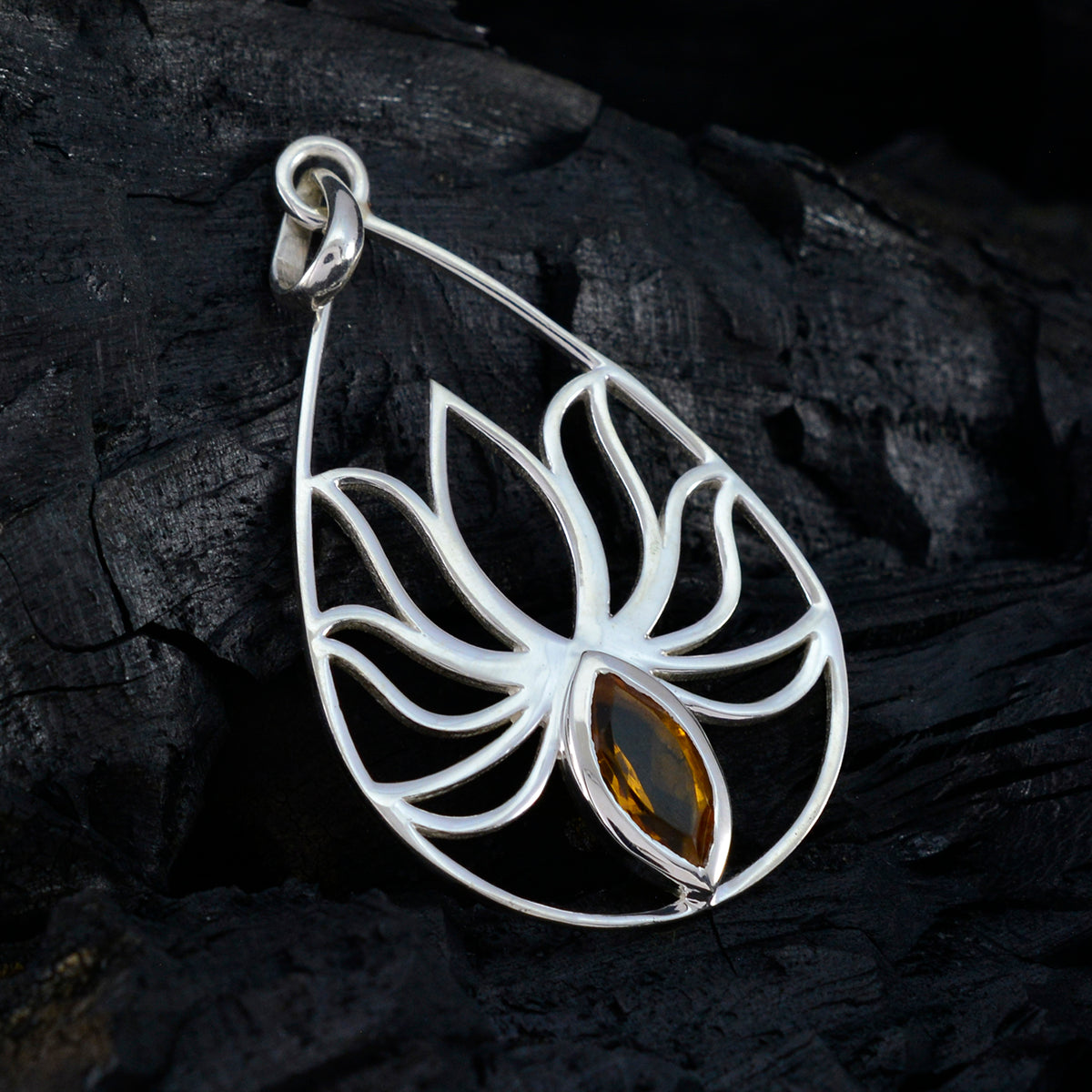 Citrine Dainty Italian Silver Solitaire Ellie Rope-Wire Yellow Pendant Jewelry