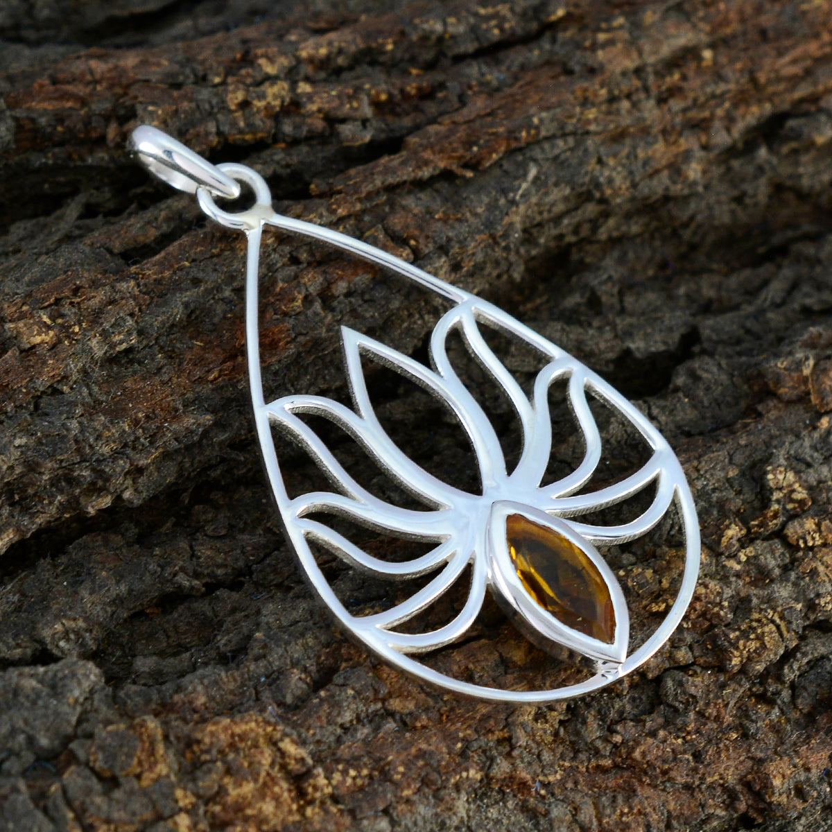 Citrine Dainty Italian Silver Solitaire Ellie Rope-Wire Yellow Pendant Jewelry