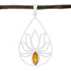Citrine Dainty Italian Silver Solitaire Yellow Pendant