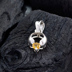 Citrine Dainty Italian Sterling Silver Solitaire Stella Fairytale Yellow Pendant Jewellery