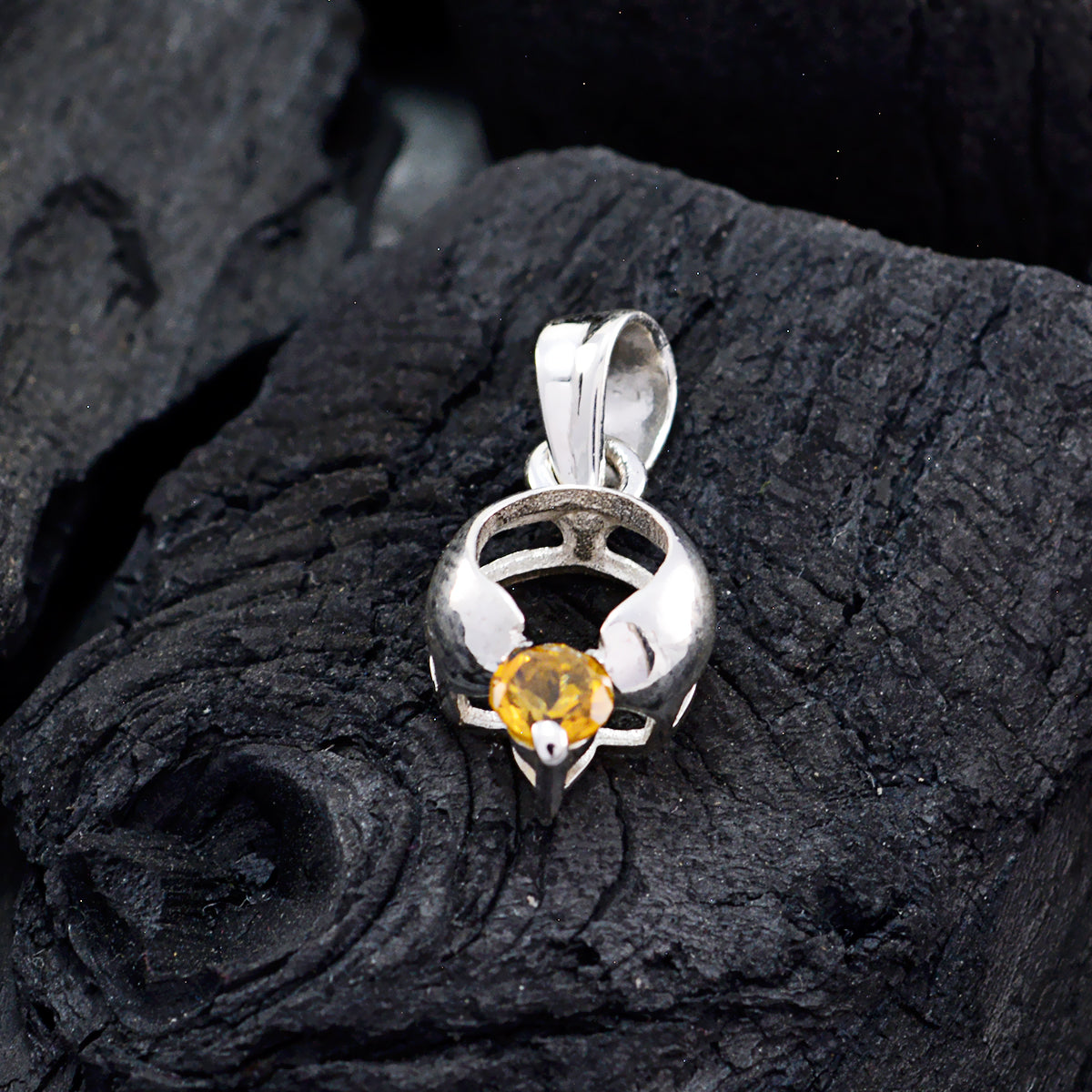 Citrine Dainty Italian Sterling Silver Solitaire Stella Fairytale Yellow Pendant Jewellery