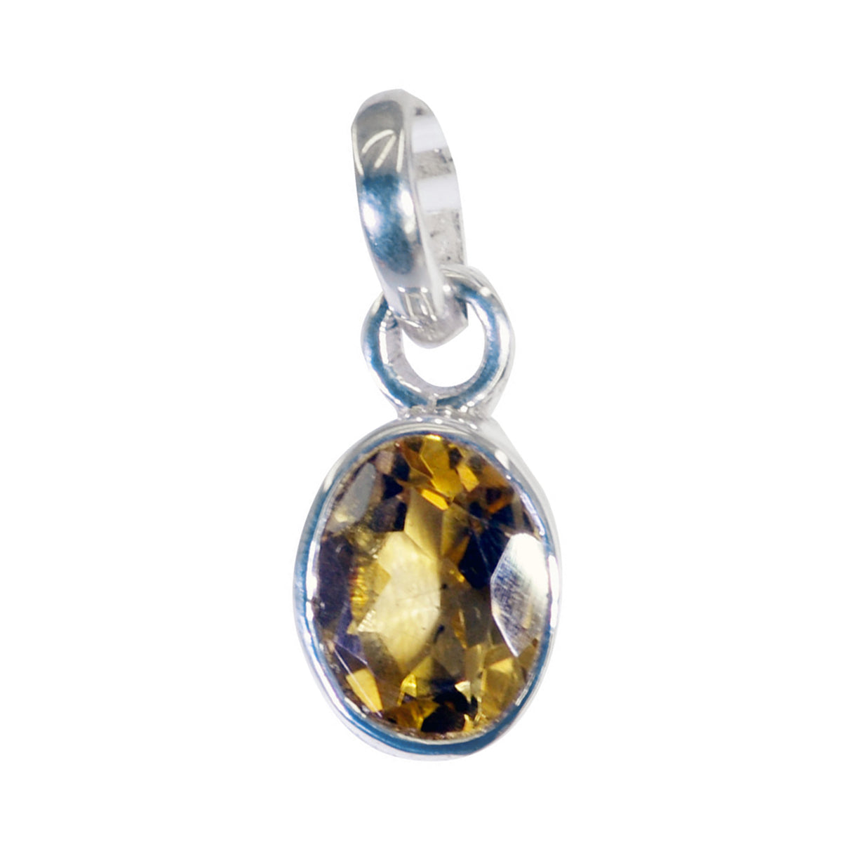 Citrine Whisper-thin German Sterling Silver Solitaire Yellow Pendant
