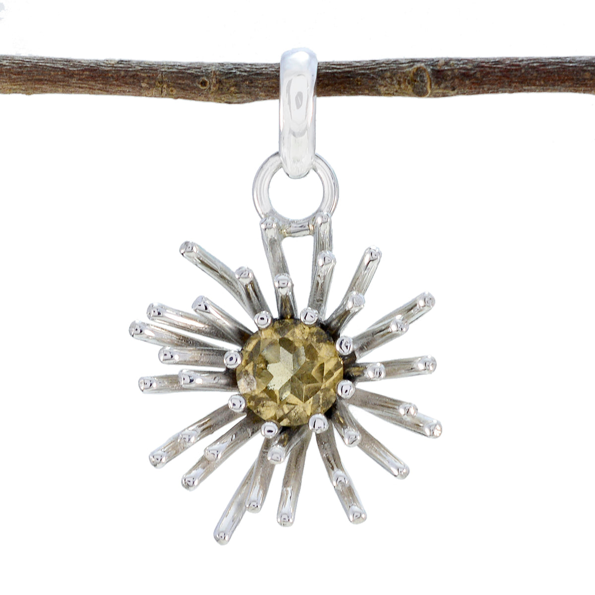 Citrine Eye-catching Spanish 92.5 Silver Solitaire Yellow Pendant