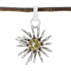 Citrine Eye-catching Spanish 92.5 Silver Solitaire Yellow Pendant
