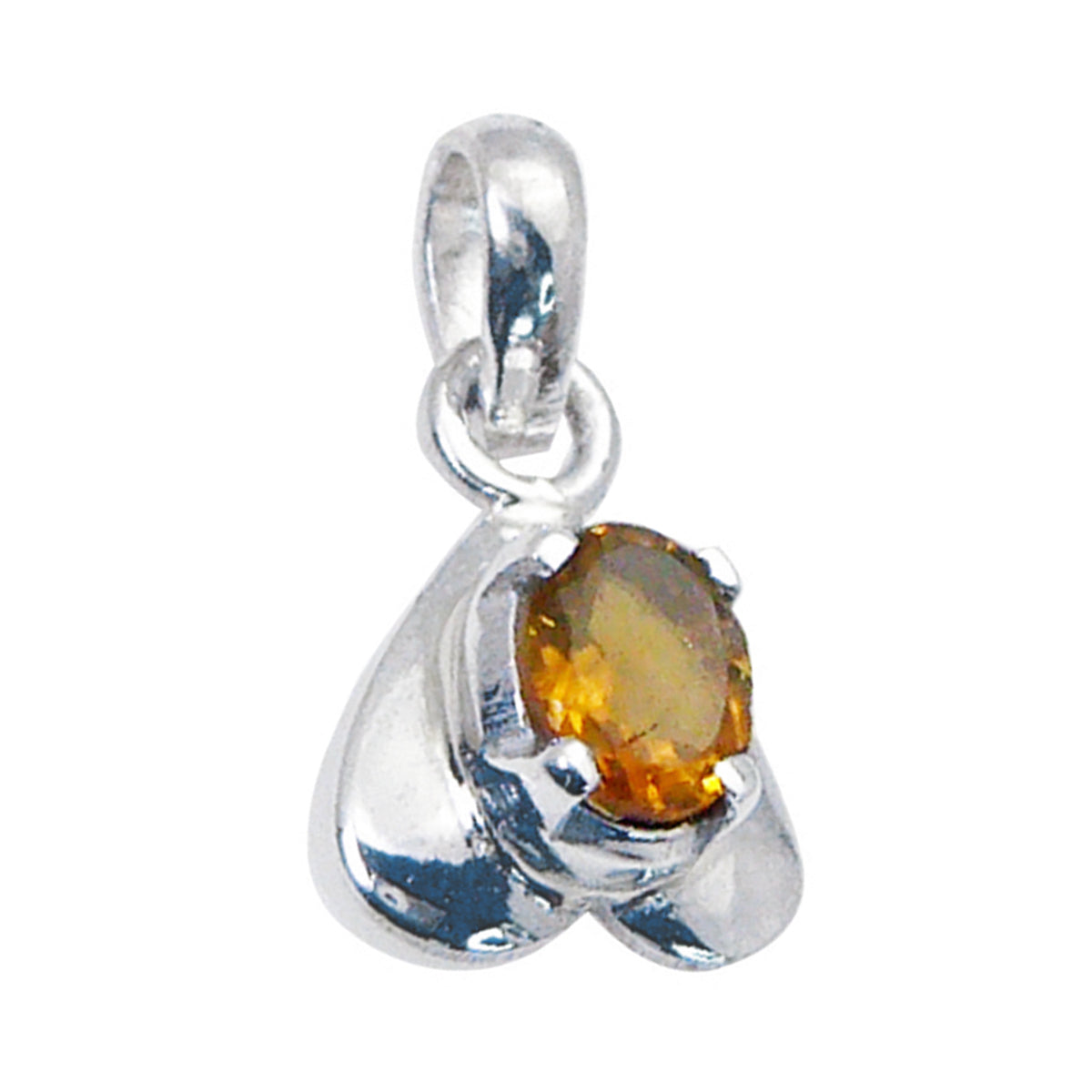 Citrine Featherlight Italian 925 Silver Solitaire Yellow Pendant