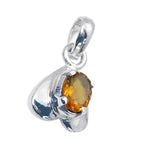 Citrine Featherlight Italian 925 Silver Solitaire Teresa Heart Yellow Pendant Jewelry