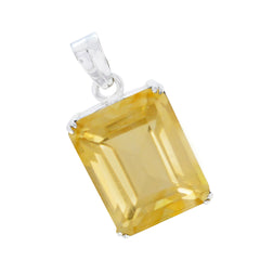 Citrine Statement Italian 925 Silver Solitaire Genesis Love Yellow Pendant Jewelry