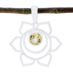 Citrine Delicate Spanish 92.5 Silver Solitaire Yellow Pendant