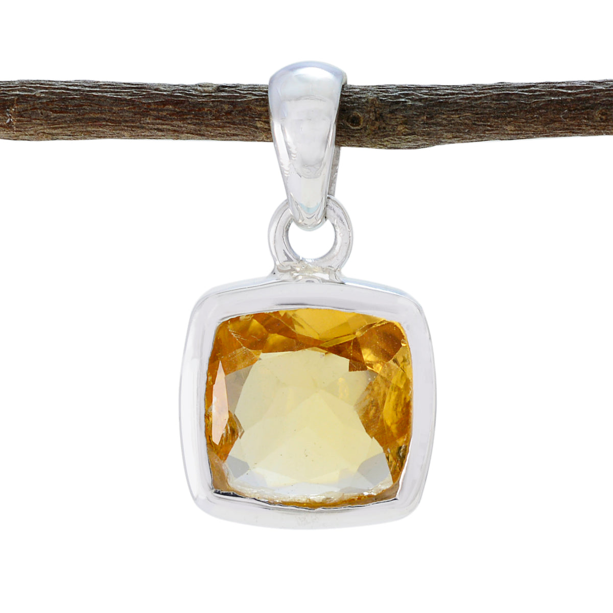 Citrine Dainty Spanish 92.5 Silver Solitaire Yellow Pendant
