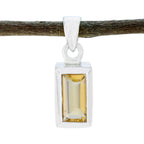 Citrine Delicate French Sterling Silver Solitaire Yellow Pendant