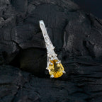 Citrine Delicate Italian Sterling Silver Solitaire Amanda Feminine Yellow Pendant Jewellery