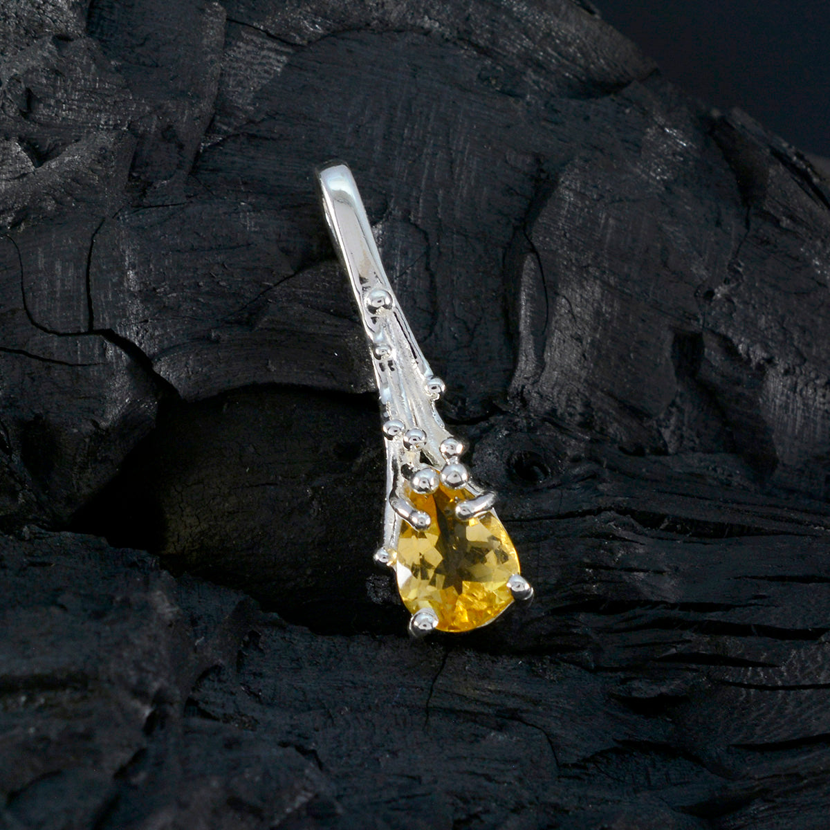 Citrine Delicate Italian Sterling Silver Solitaire Amanda Feminine Yellow Pendant Jewellery