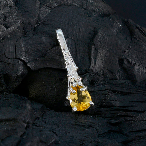 Citrine Delicate Italian Sterling Silver Solitaire Amanda Feminine Yellow Pendant Jewellery