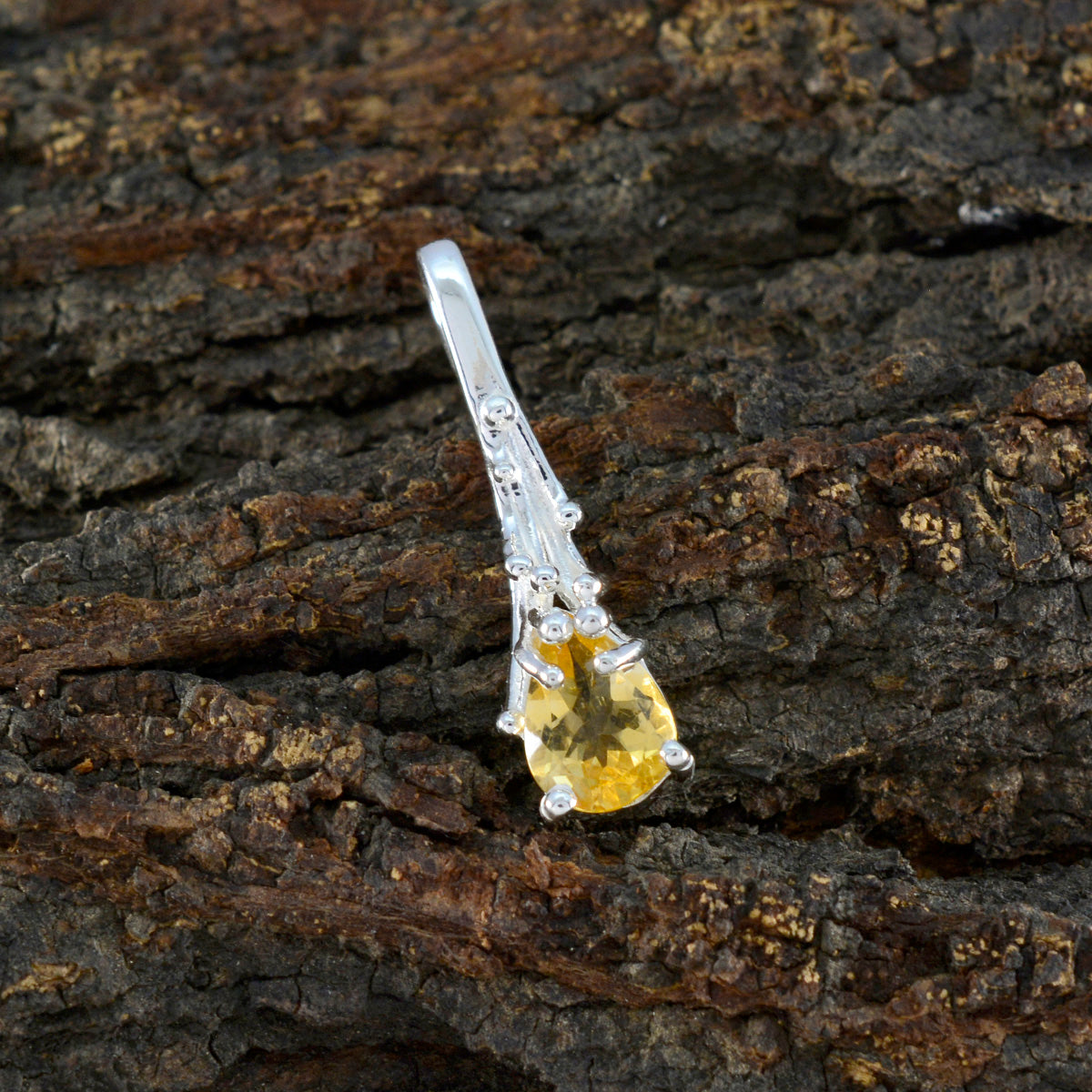 Citrine Delicate Italian Sterling Silver Solitaire Amanda Feminine Yellow Pendant Jewellery
