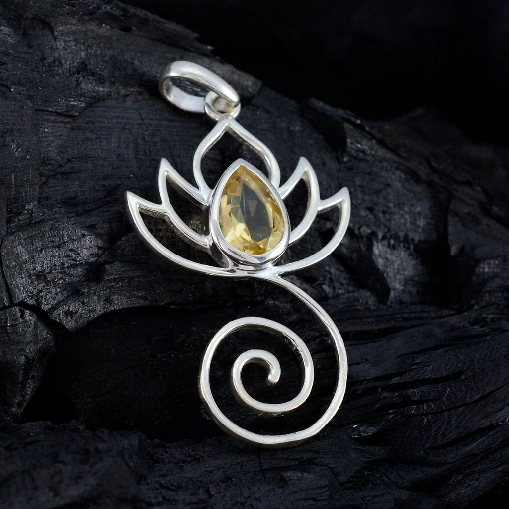 Citrine Dainty Italian Sterling Silver Solitaire Constanza Rope-Wire Yellow Pendant Jewellery
