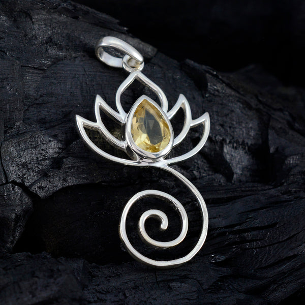 Citrine Dainty Italian Sterling Silver Solitaire Constanza Rope-Wire Yellow Pendant Jewellery