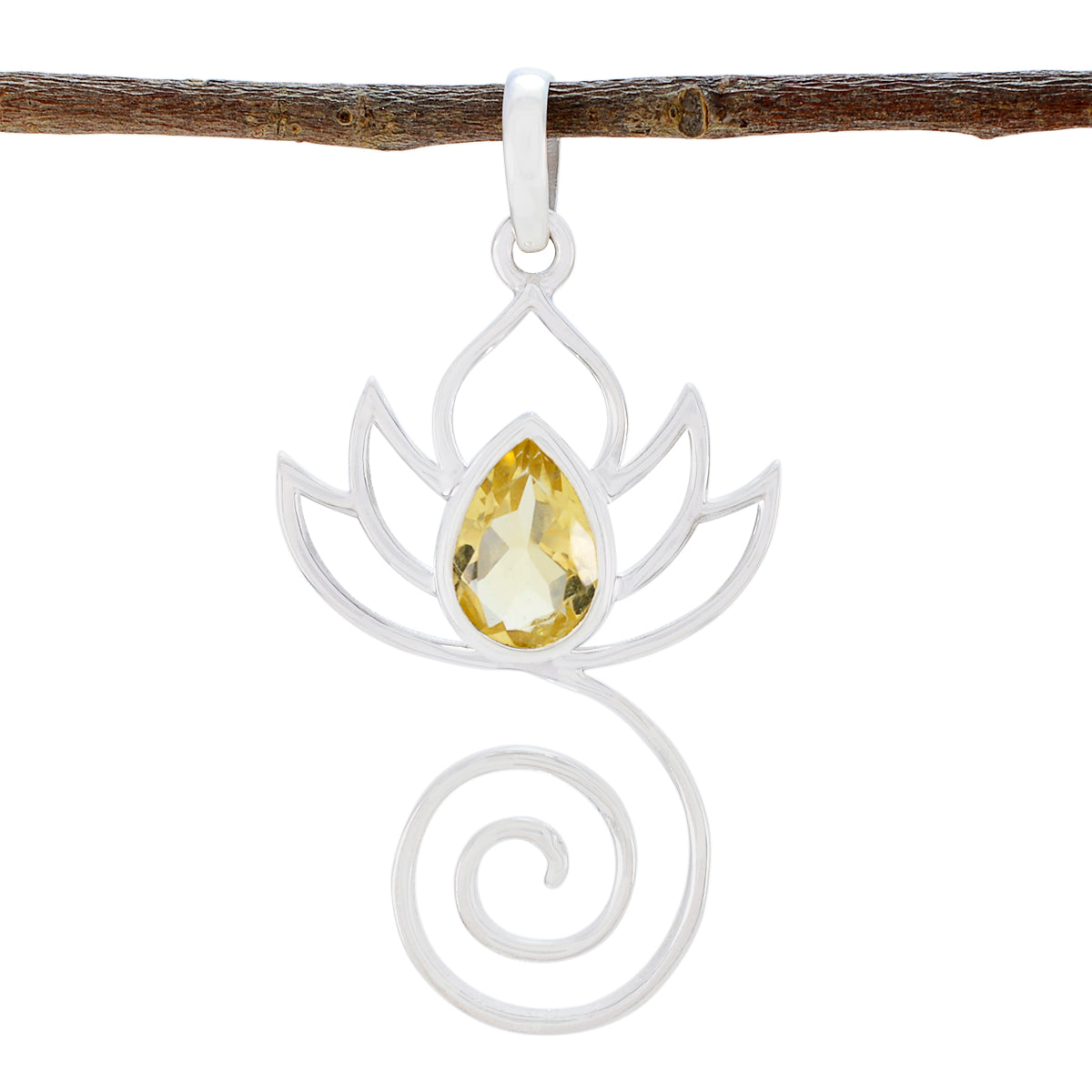 Citrine Dainty Italian Sterling Silver Solitaire Yellow Pendant Immagine principale del prodotto
