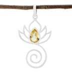 Citrine Dainty Italian Sterling Silver Solitaire Yellow Pendant