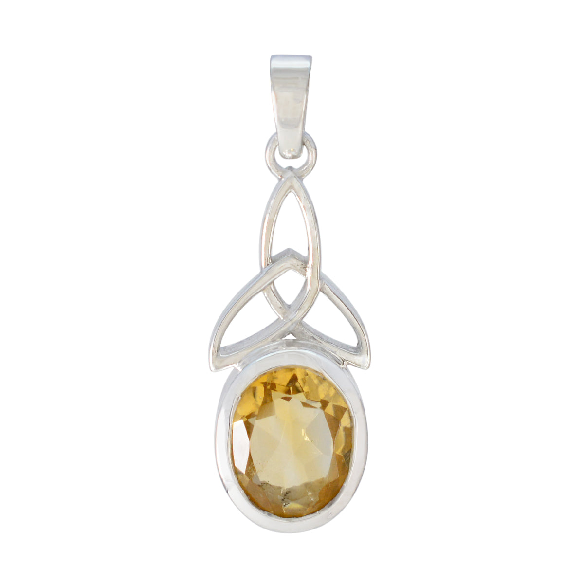 Citrine Elegant Korean Silver Solitaire Yellow Pendant