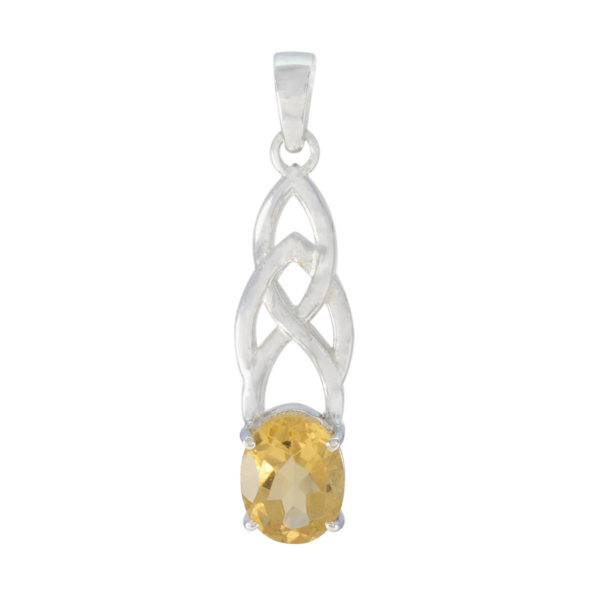 Citrine Delicate German 92.5 Silver Solitaire Yellow Pendant Immagine principale del prodotto