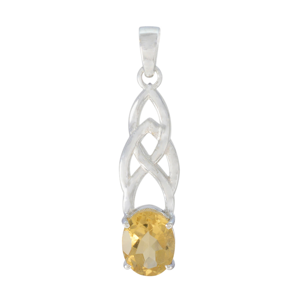 Citrine Delicate German 92.5 Silver Solitaire Yellow Pendant