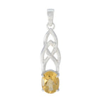 Citrine Delicate German 92.5 Silver Solitaire Yellow Pendant