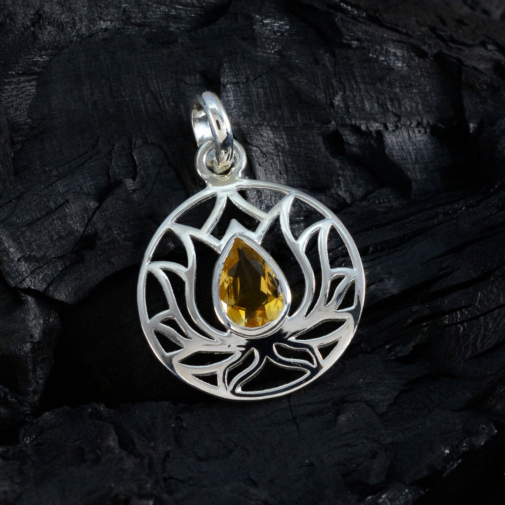 Citrine Dainty German Silver Solitaire Bianca Rope-Wire Yellow Pendant Jewelry