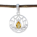 Citrine Dainty German Silver Solitaire Yellow Pendant
