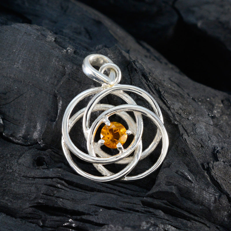 Citrine Delicate Spanish Silver Solitaire Victoria Vintage Yellow Pendant Jewelry