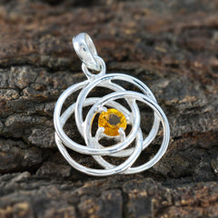 Citrine Delicate Spanish Silver Solitaire Victoria Vintage Yellow Pendant Jewelry
