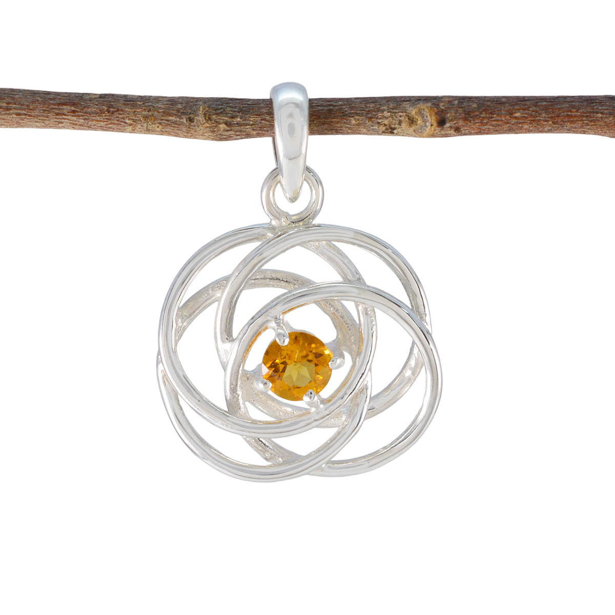 Citrine Delicate Spanish Silver Solitaire Yellow Pendant Immagine principale del prodotto
