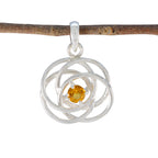 Citrine Delicate Spanish Silver Solitaire Yellow Pendant