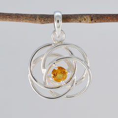 Citrine Delicate Spanish Silver Solitaire Victoria Vintage Yellow Pendant Jewelry