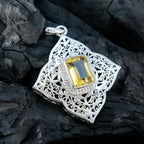 Citrine Statement French Sterling Silver Solitaire Violet Victorian Yellow Pendant Jewellery