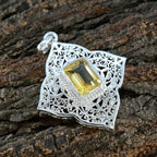 Citrine Statement French Sterling Silver Solitaire Violet Victorian Yellow Pendant Jewellery