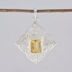 Citrine Statement French Sterling Silver Solitaire Violet Victorian Yellow Pendant Jewellery