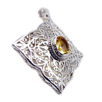 Citrine Chunky German 925 Silver Solitaire Yellow Pendant