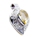 Citrine Statement Spanish Silver Solitaire Yellow Pendant