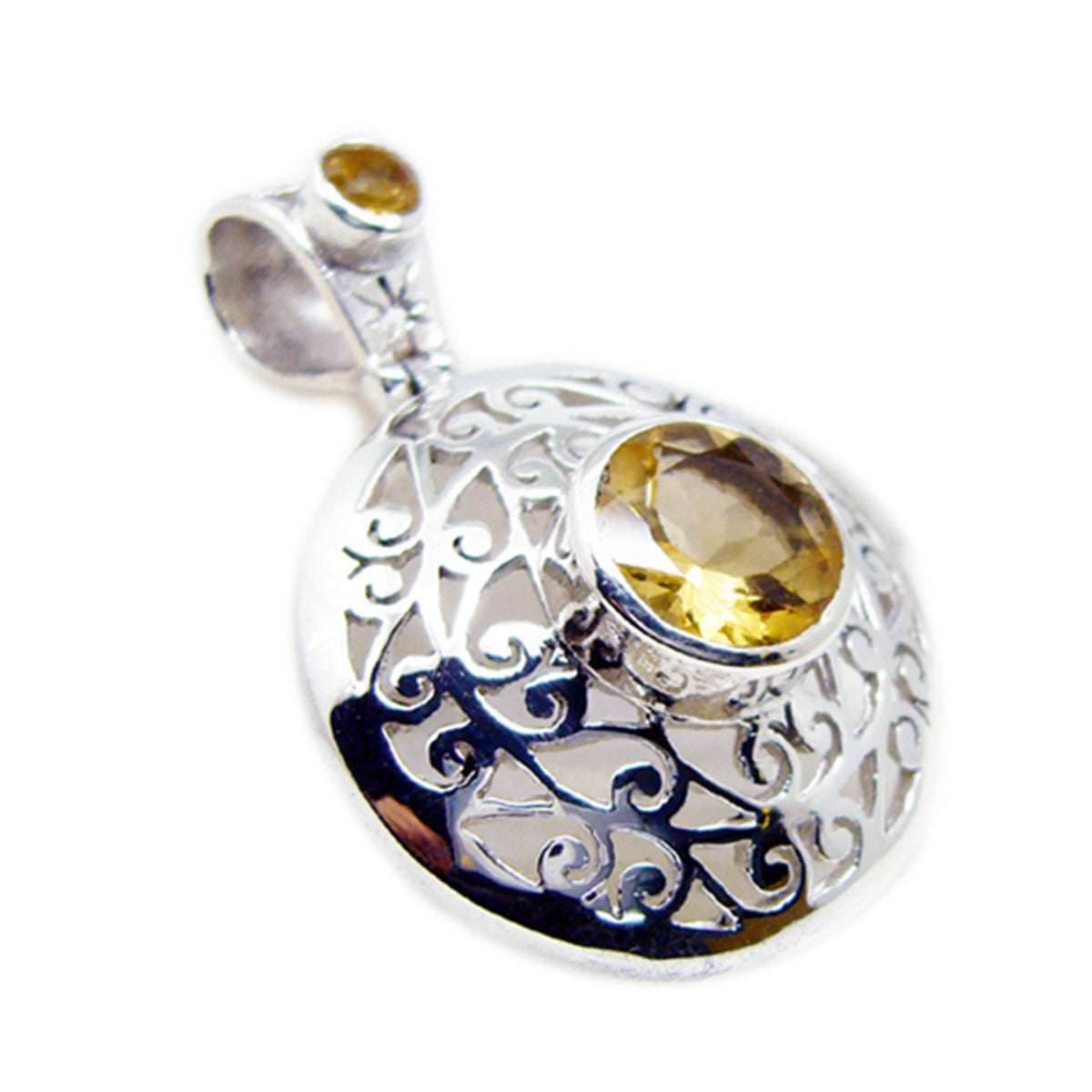 Pendentif en argent 925 italien Toi et Moi Bianca avec citrine jaune victorienne Image principale du produit