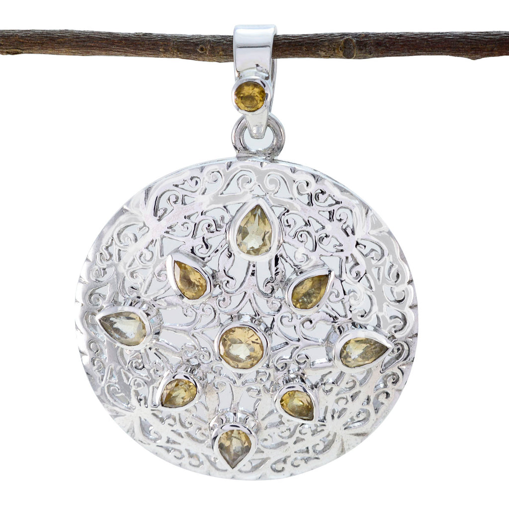 Citrine Statement German Sterling Silver multiple Yellow Pendant