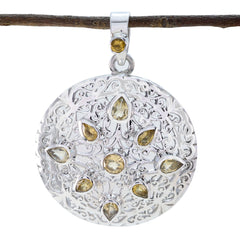 Citrine Statement German Sterling Silver multiple Yellow Pendant