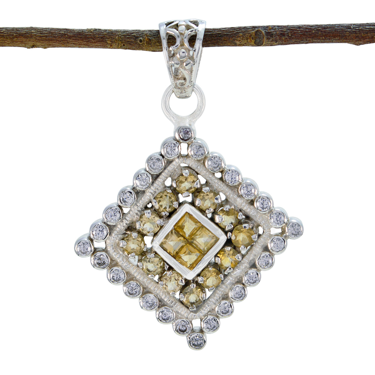 Citrine Statement American 92.5 Silver multiple Yellow Pendant Image principale du produit