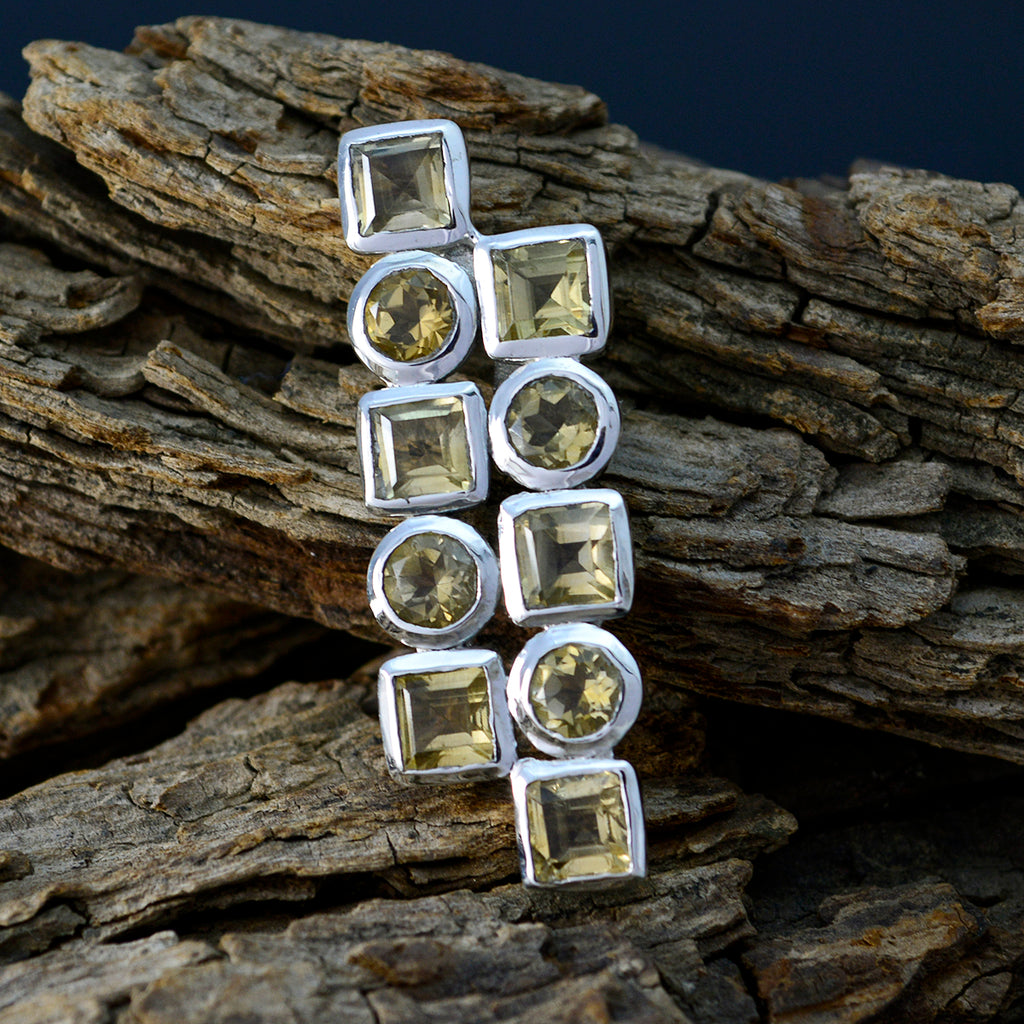 Citrine Classic Turkish 92.5 Silver deka Evelyn wedding Yellow Pendant Jewellery