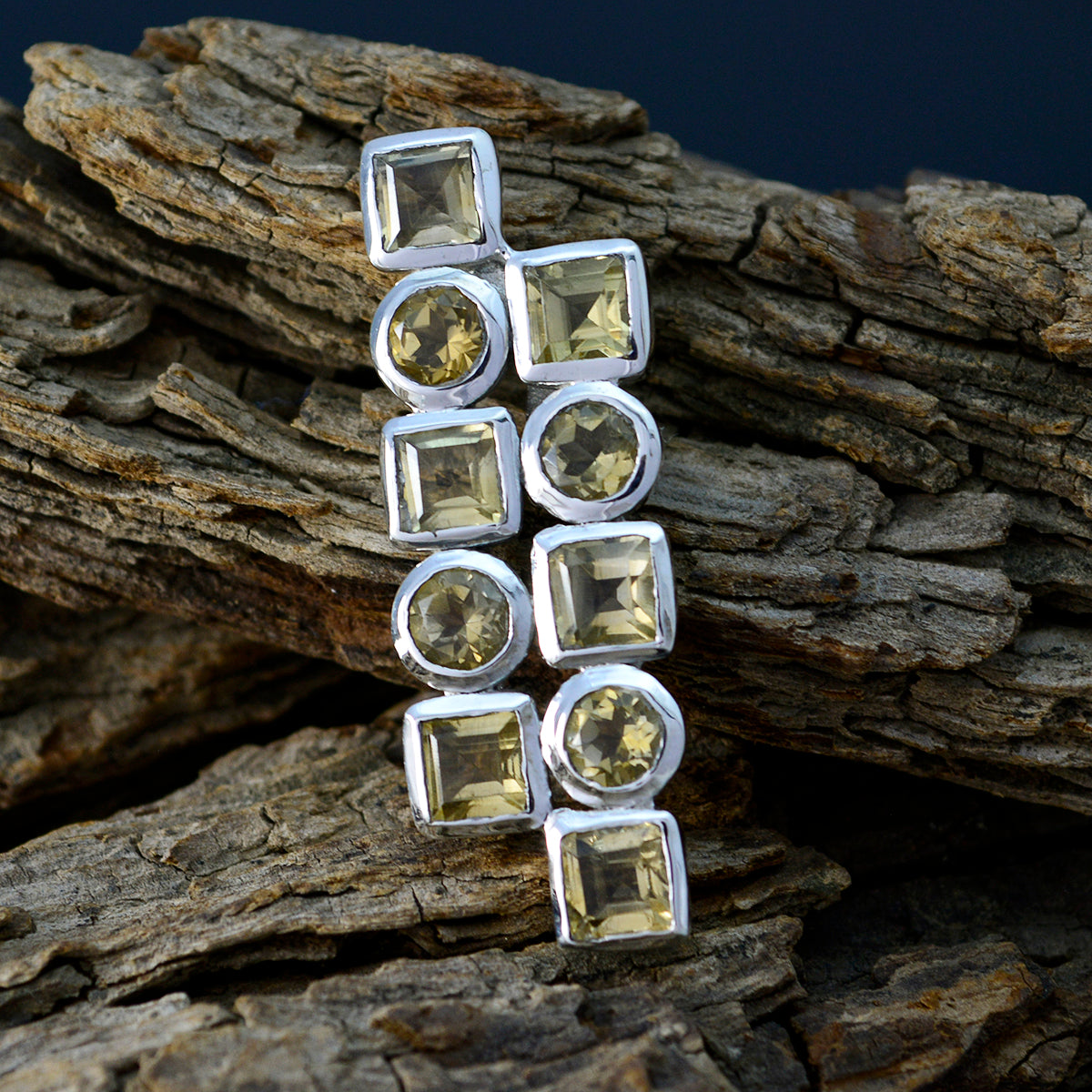 Citrine Classic Turkish 92.5 Silver deka Evelyn wedding Yellow Pendant Jewellery