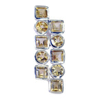 Citrine Classic Turkish 92.5 Silver deka Yellow Pendant