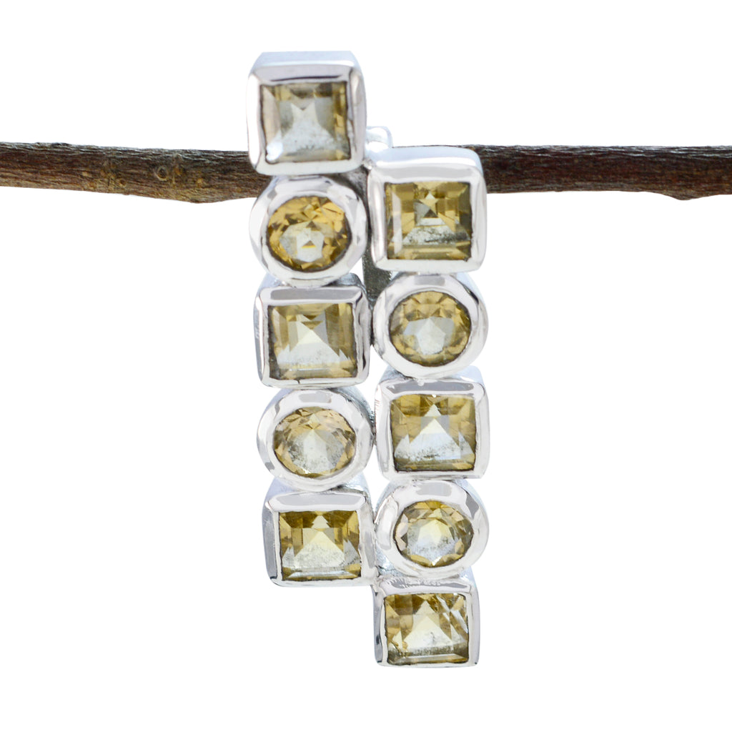 Citrine Classic Turkish 92.5 Silver deka Evelyn wedding Yellow Pendant Jewellery