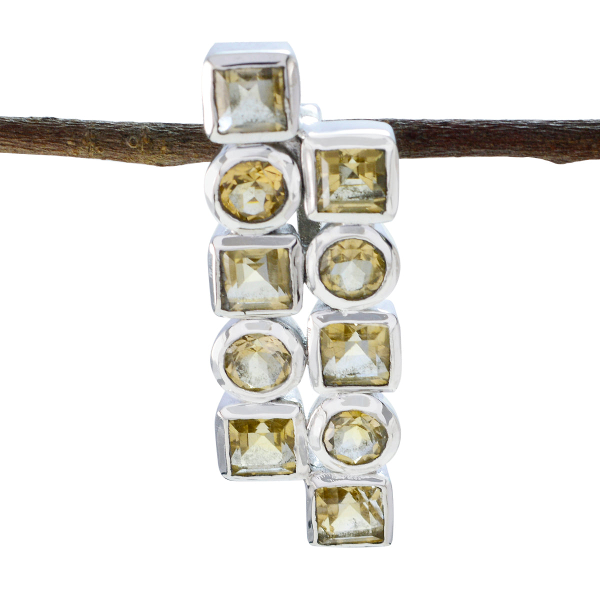 Citrine Classic Turkish 92.5 Silver deka Evelyn wedding Yellow Pendant Jewellery