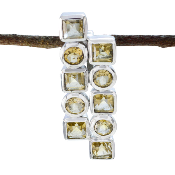 Citrine Classic Turkish 92.5 Silver deka Evelyn wedding Yellow Pendant Jewellery
